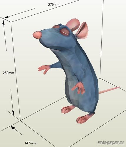 Модель крысенка Реми из бумаги/картона