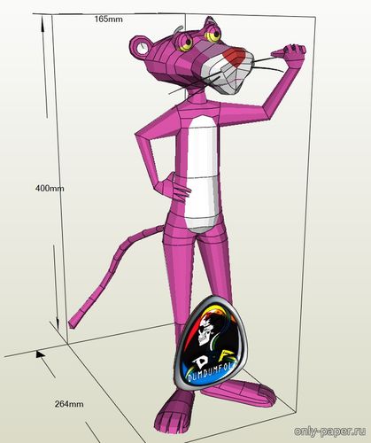 Модель Розовой Пантеры из бумаги/картона