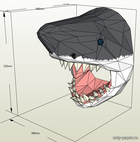 Сборная бумажная модель / scale paper model, papercraft Голова акулы (трофей) 