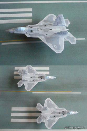 Сборная бумажная модель / scale paper model, papercraft Lockheed/Boeing F-22 Raptor (Bruno VanHecke) 
