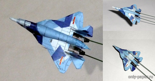 Сборная бумажная модель / scale paper model, papercraft ПАК ФА Су-57 ВВС Китая (Фантазийный перекрас Bruno VanHecke) 