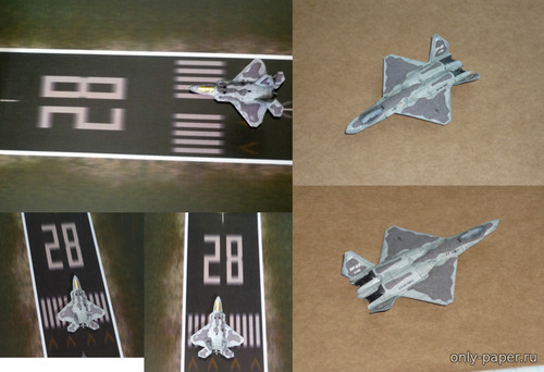 Сборная бумажная модель / scale paper model, papercraft Northrop/McDonnell Douglas YF-23 + подставка ВПП (Bruno VanHecke) 