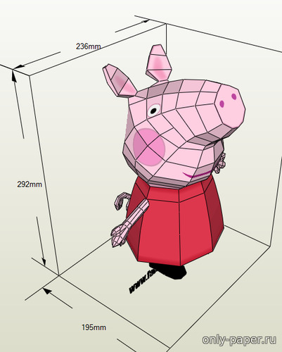 Модель свинки Пеппы из бумаги/картона