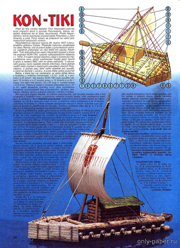 Сборная бумажная модель / scale paper model, papercraft Плот Кон-Тики / Kon-Tiki (ABC 1996-16) 