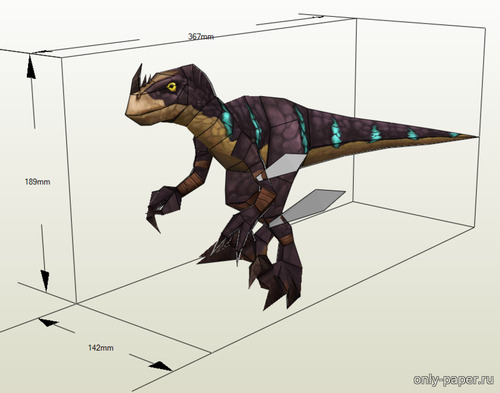 Сборная бумажная модель / scale paper model, papercraft Велоцираптор / Velociraptor (World of Warcraft) 