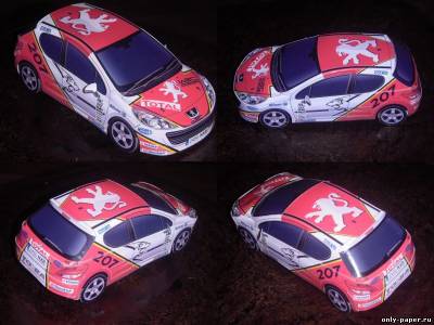 Сборная бумажная модель / scale paper model, papercraft Peugeot 207 S2000 Fantasy livery (Kin Shinozaki) 