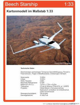 Модель самолета Beechcraft Starship из бумаги/картона