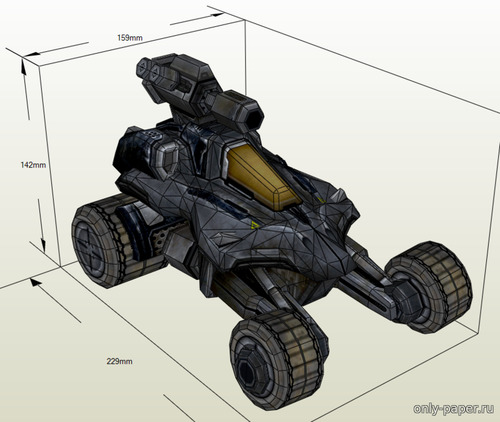 Сборная бумажная модель / scale paper model, papercraft Геллион терранов / Terran Hellion (Starcraft 2) 