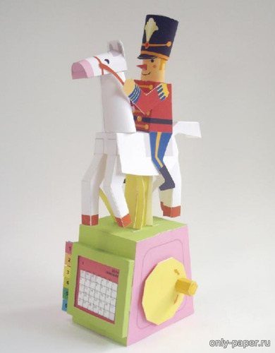 Сборная бумажная модель / scale paper model, papercraft Всадник на лошади (движущаяся фигурка - календарь) 