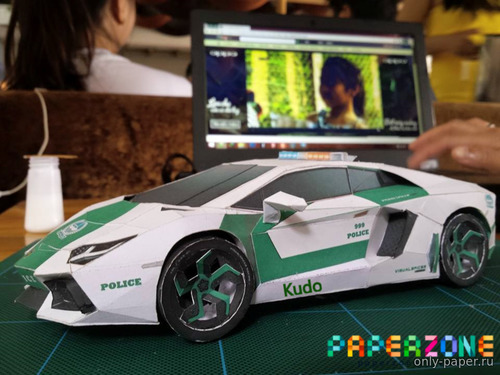 Сборная бумажная модель / scale paper model, papercraft Lamborghini Aventador police Dubai 