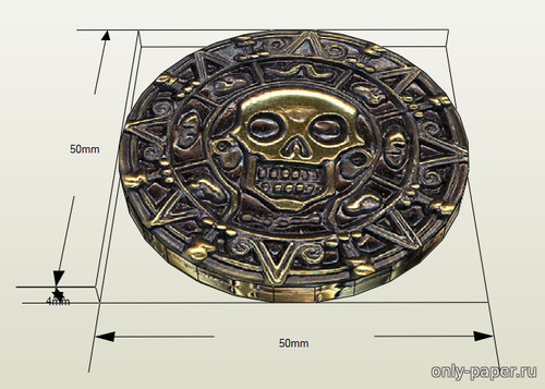 Сборная бумажная модель / scale paper model, papercraft Монета / Aztec-Pirate Coin 