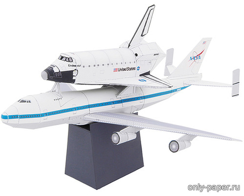 Сборная бумажная модель / scale paper model, papercraft Cамолёт для транспортировки шаттлов: упрощенная версия / Boeing 747SCA (Kouichi Kiyonaga) 