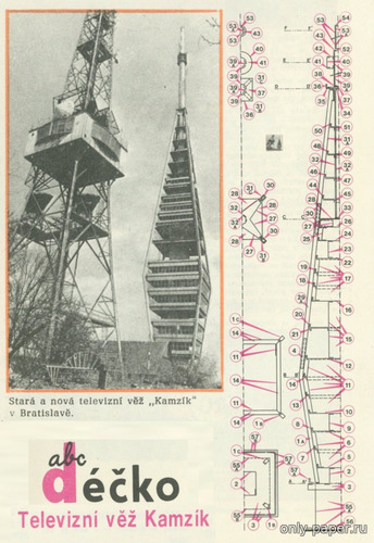 Сборная бумажная модель / scale paper model, papercraft Televizni vez Kamzik [ABC 04-05/1973] 