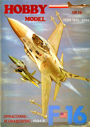 Сборная бумажная модель / scale paper model, papercraft F-16 "Wild Weasel" (Hobby Model 019) 