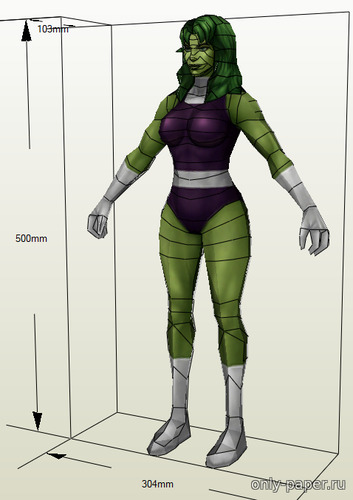 Сборная бумажная модель / scale paper model, papercraft She-Hulk 