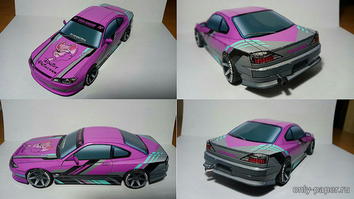 Сборная бумажная модель / scale paper model, papercraft Nissan Silvia s15 