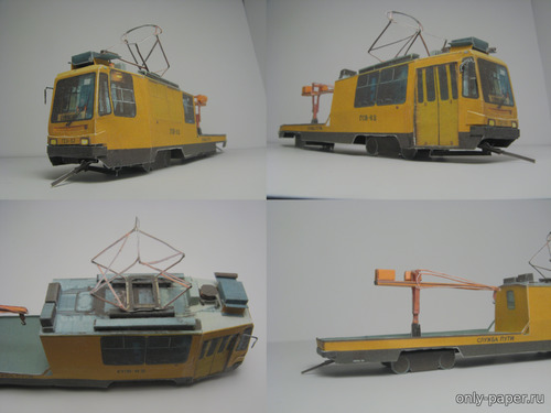 Сборная бумажная модель / scale paper model, papercraft Трамвай службы пути ЛМ-99К "ГСВ-62" (Переработка модели от Mungojerrie) 