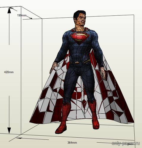 Сборная бумажная модель / scale paper model, papercraft Superman - Man of steel 42 cm 