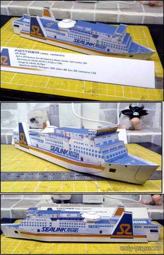 Сборная бумажная модель / scale paper model, papercraft Грузопассажирский круизный паром MV Fantasia 1990 (CebsModels) 