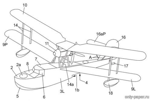 Модель самолета Vickers-Supermarine Walrus из бумаги/картона