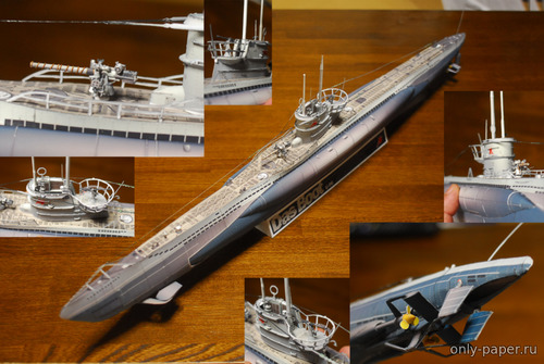 Модель подводной лодки U96 из бумаги/картона