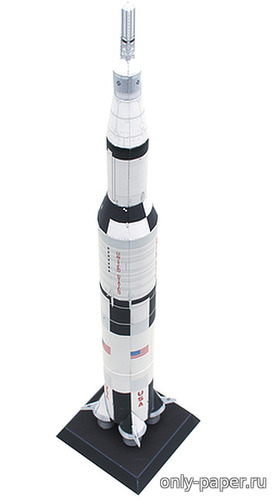 Сборная бумажная модель / scale paper model, papercraft Ракета-носитель Сатурн-5  / Saturn V  - упрощенная версия 