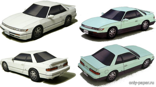 Сборная бумажная модель / scale paper model, papercraft Nissan Silvia S13 (3 варианта) 