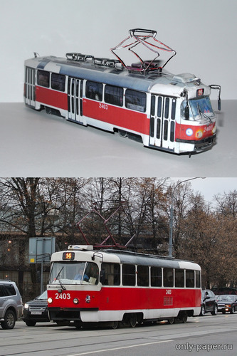 Сборная бумажная модель / scale paper model, papercraft Трамвай МТТА №2403 (Mungojerrie) 