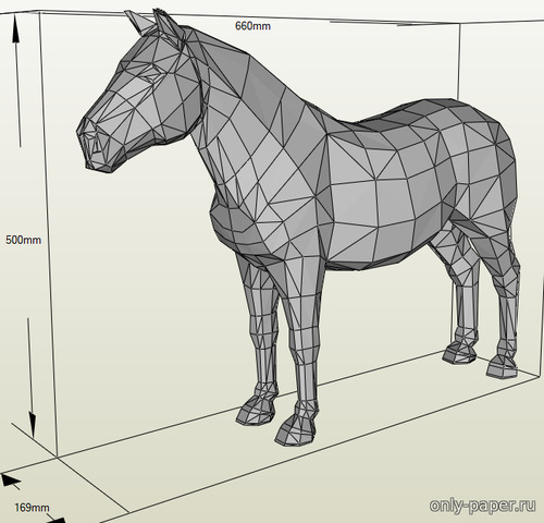 Сборная бумажная модель / scale paper model, papercraft Лошадь (Айбек Осмоналиев) 