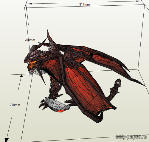 Модель дракона Смертокрыла-Разрушителя из бумаги/картона