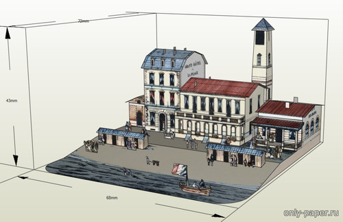 Сборная бумажная модель / scale paper model, papercraft Station de Bains de Mer (Epinal 306) 
