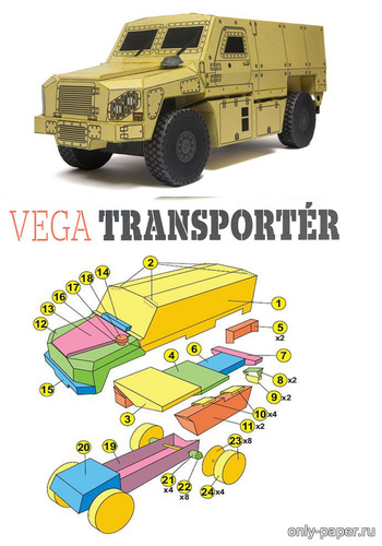 Сборная бумажная модель / scale paper model, papercraft VEGA Transporter (ABC 10-2013) 