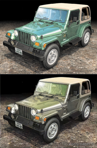 Сборная бумажная модель / scale paper model, papercraft Jeep Wrangler + перекрас 