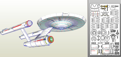Сборная бумажная модель / scale paper model, papercraft USS Enterprise (Star Trek) [Scanner Joe] 