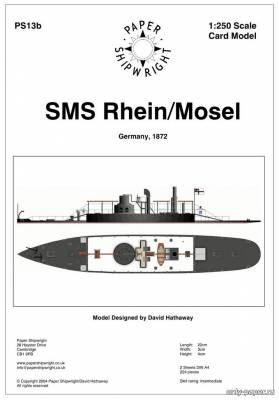 Сборная бумажная модель / scale paper model, papercraft SMS Rhein/Mosel (Paper Shipwright) 
