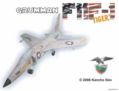 Сборная бумажная модель / scale paper model, papercraft Grumman F11F-1 Tiger (Kancho Iliev) 