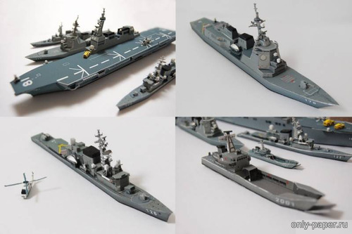 Сборная бумажная модель / scale paper model, papercraft 5 японских эсминцев и эсминец-вертолетоносец Хюга /  DDH181 "Hyuga" Helicopter Destroyer 