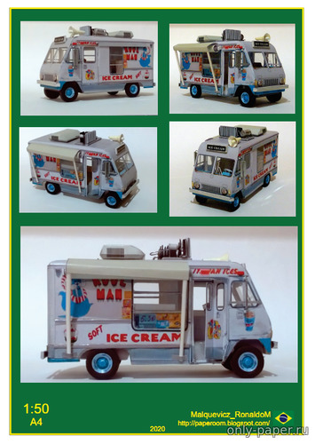 Сборная бумажная модель / scale paper model, papercraft Ice Cream Van (PapeRoom) 