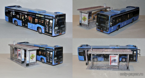 Модель автобуса НефАЗ-5299-40-52 «Московский транспорт» из бумаги