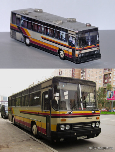 Сборная бумажная модель / scale paper model, papercraft Автобус Ikarus 256.50 №450, г.Москва (Mungojerrie) 