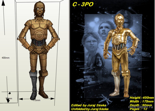 Сборная бумажная модель / scale paper model, papercraft С-3PO - Star Wars 
