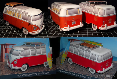 Сборная бумажная модель / scale paper model, papercraft Volkswagen Bus De Luxe 1964 