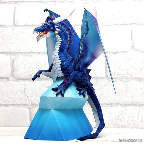 Сборная бумажная модель / scale paper model, papercraft Blue Dragon / Голубой дракон 