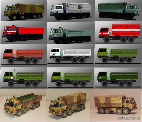Сборная бумажная модель / scale paper model, papercraft Tatra 815 VVN 6x6 & 8x8 - 12 вариантов (FDS) 