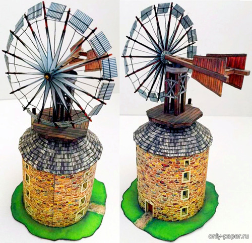 Модель ветряной мельницы в Рупрехтово из бумаги/картона