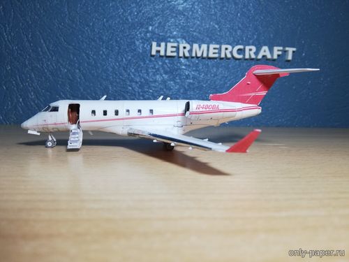 Сборная бумажная модель / scale paper model, papercraft Bombardier Challenger 300 BAC Credomatic с салоном 