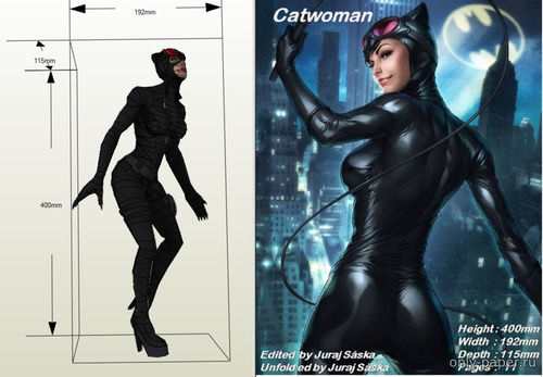 Сборная бумажная модель / scale paper model, papercraft Catwoman / Женщина-кошка 