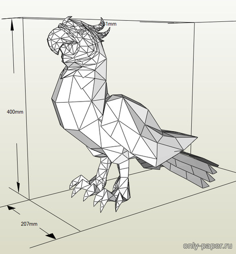Модель попугая из бумаги/картона