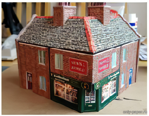 Сборная бумажная модель / scale paper model, papercraft Terraced Corner Shop 