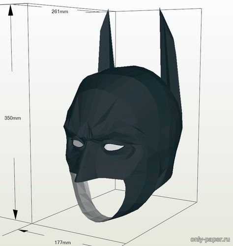 Сборная бумажная модель / scale paper model, papercraft Маска Бэтмена / Batman Cowl 